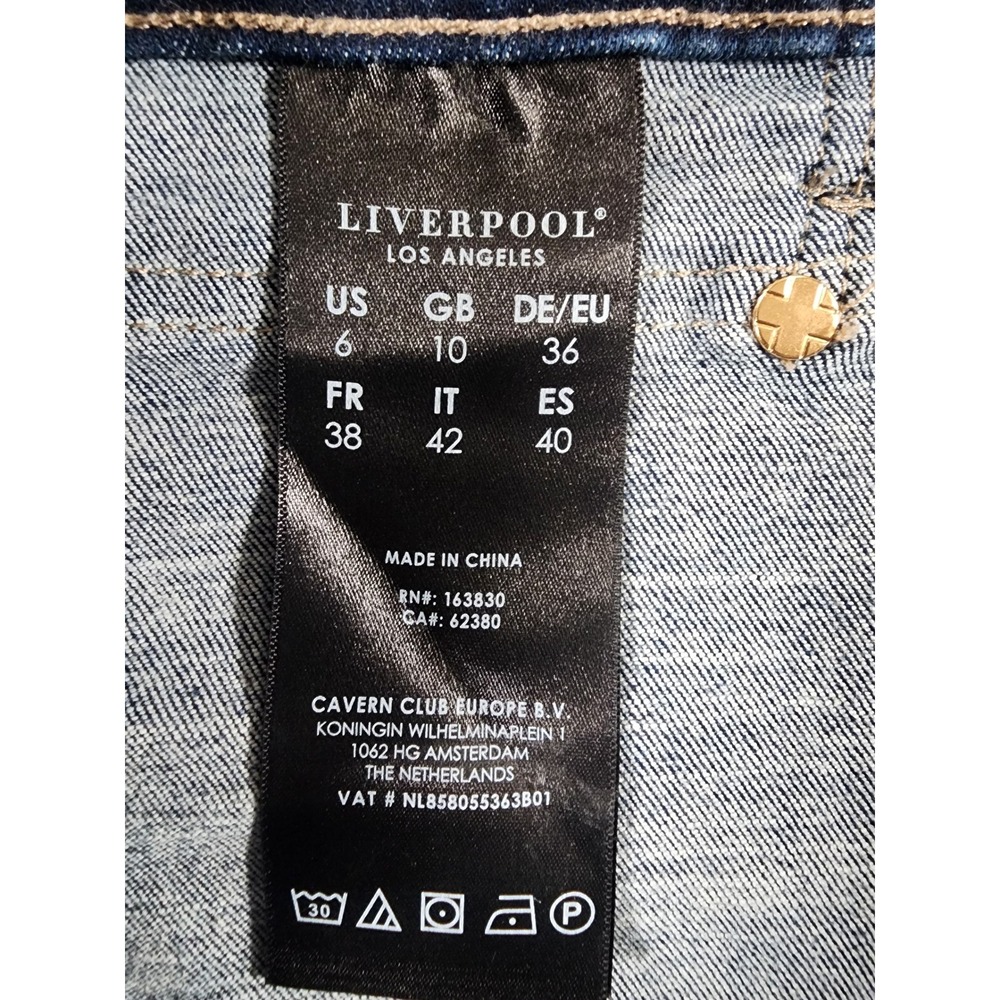 Liverpool Ankle Skinny Jeans Womens 6‎ Distressed Blue Frayed Hem Stretch Denim - Picture 6 of 7